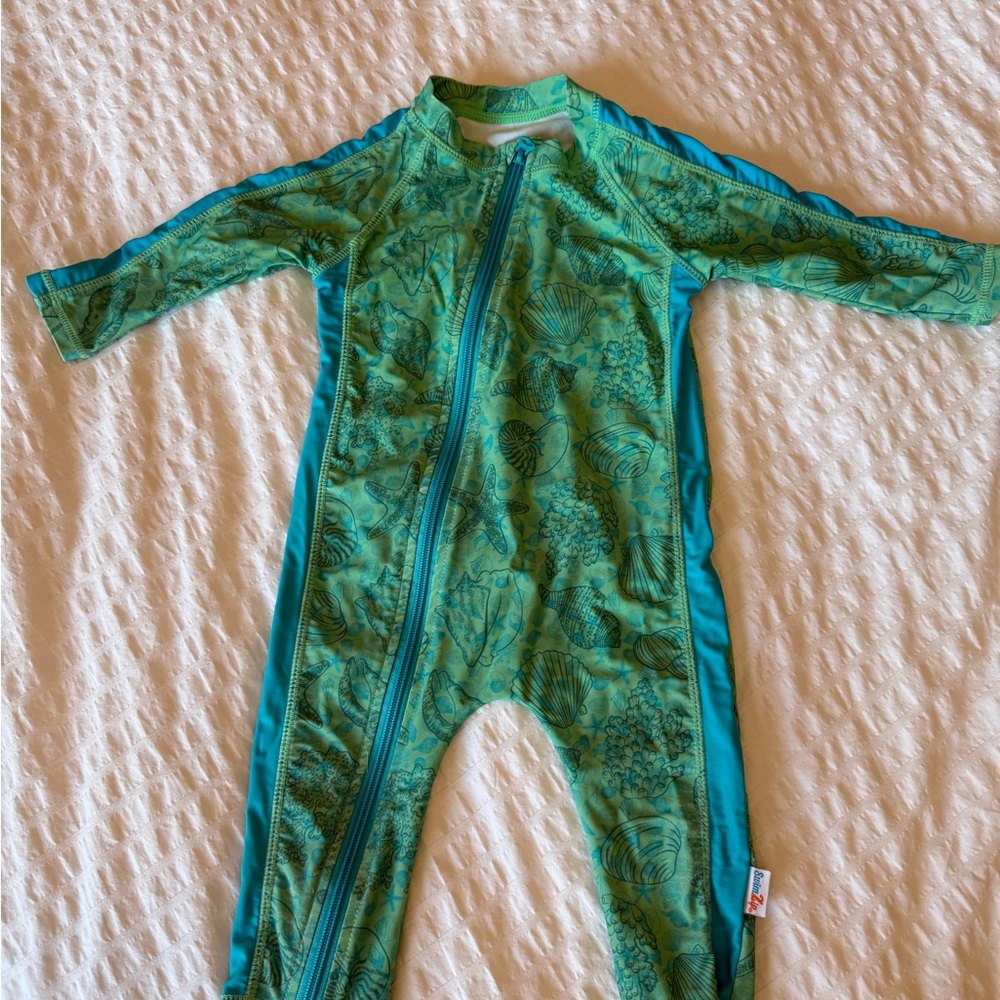 SwimZip Sunsuit - Long Sleeve Romper Swimsuit | "Seashell"